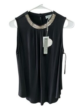 Joseph A. Black Beaded Neckline Sleeveless Blouse - NWT